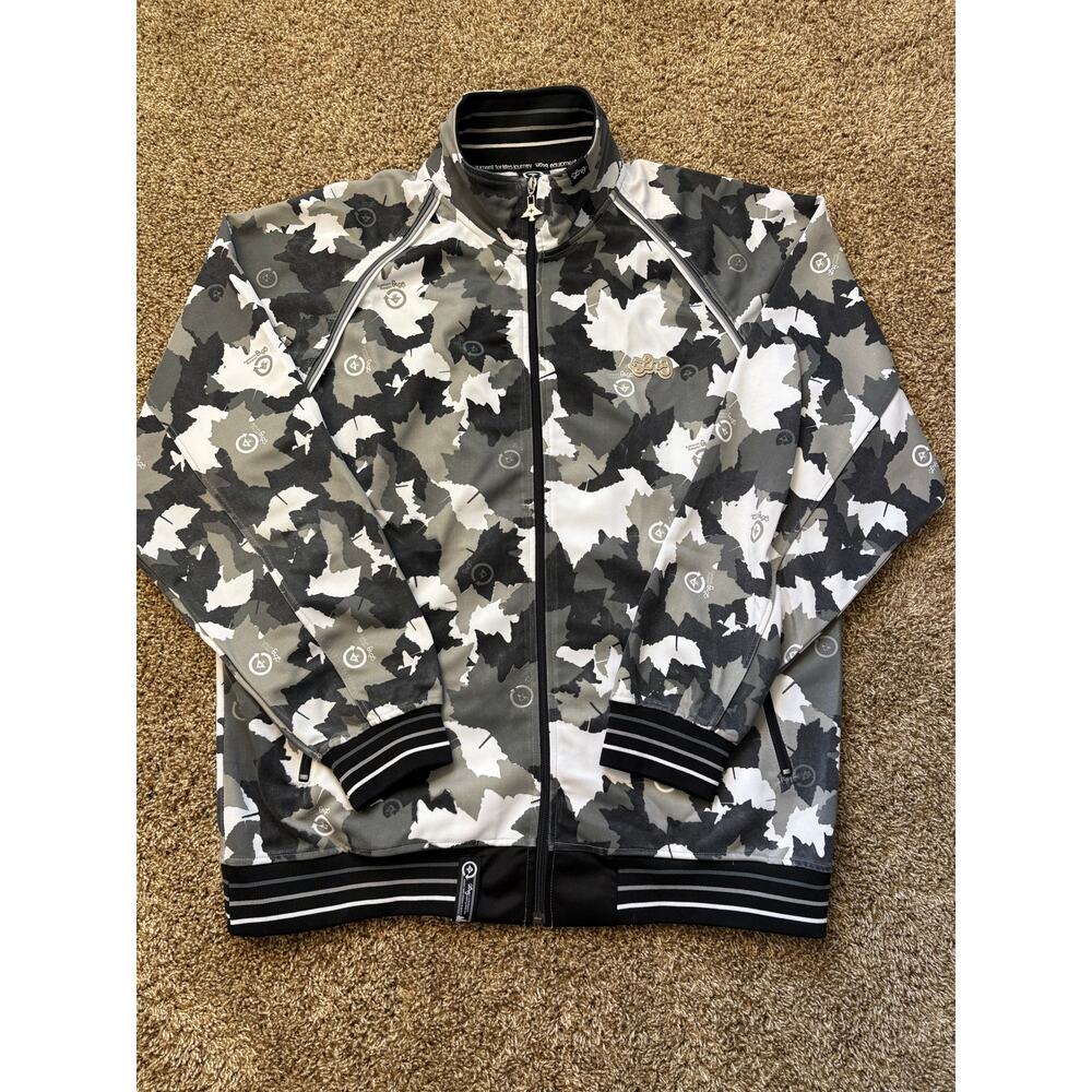 LRG Lifted Research Group Camo Full Zip Track Jacket Mens Size XXL Y2K